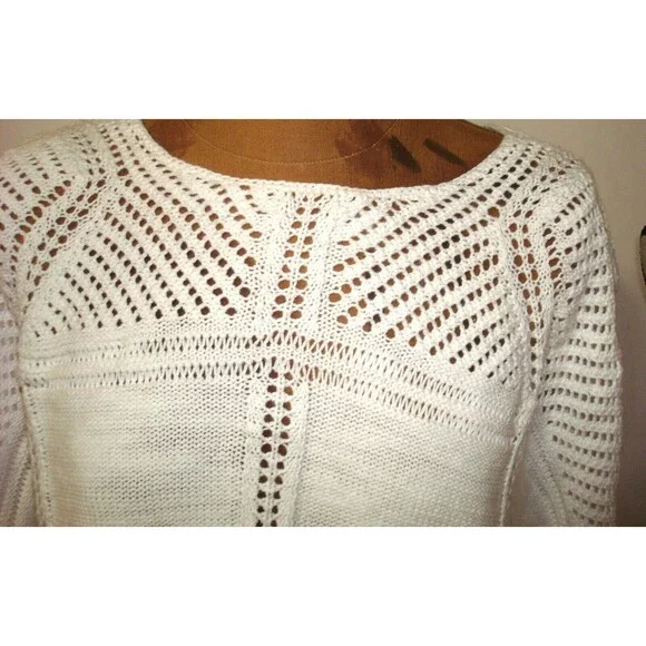 NWT New Womens M Prana Sweater Getup White Soft Organic Cotton Casual Loose Knit